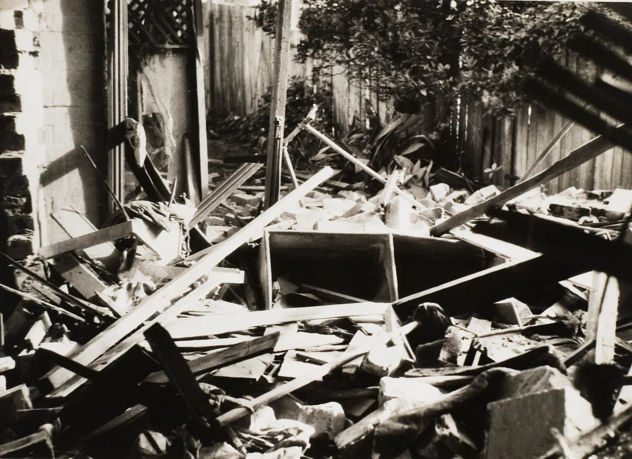 House shelled by Japanese submarines, 4 or 6 Bradley Avenue, Bellevue Hill, Sydney, 1942, from vintage print, State Library of New South Wales, PXE 1281