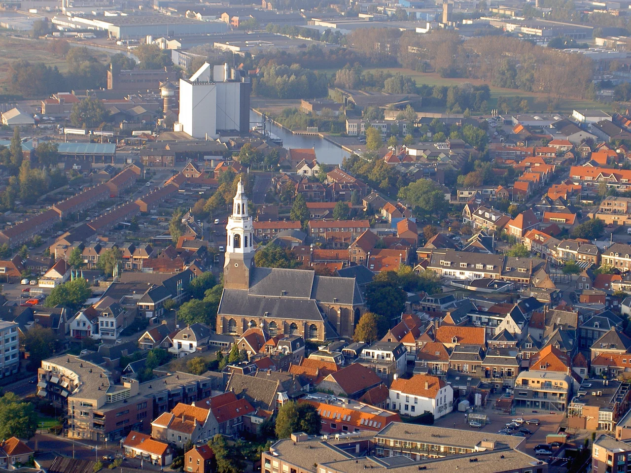 Aerial Photograph of Nijkerk, the Netherlands.
Old city centre with Grote Kerk.
