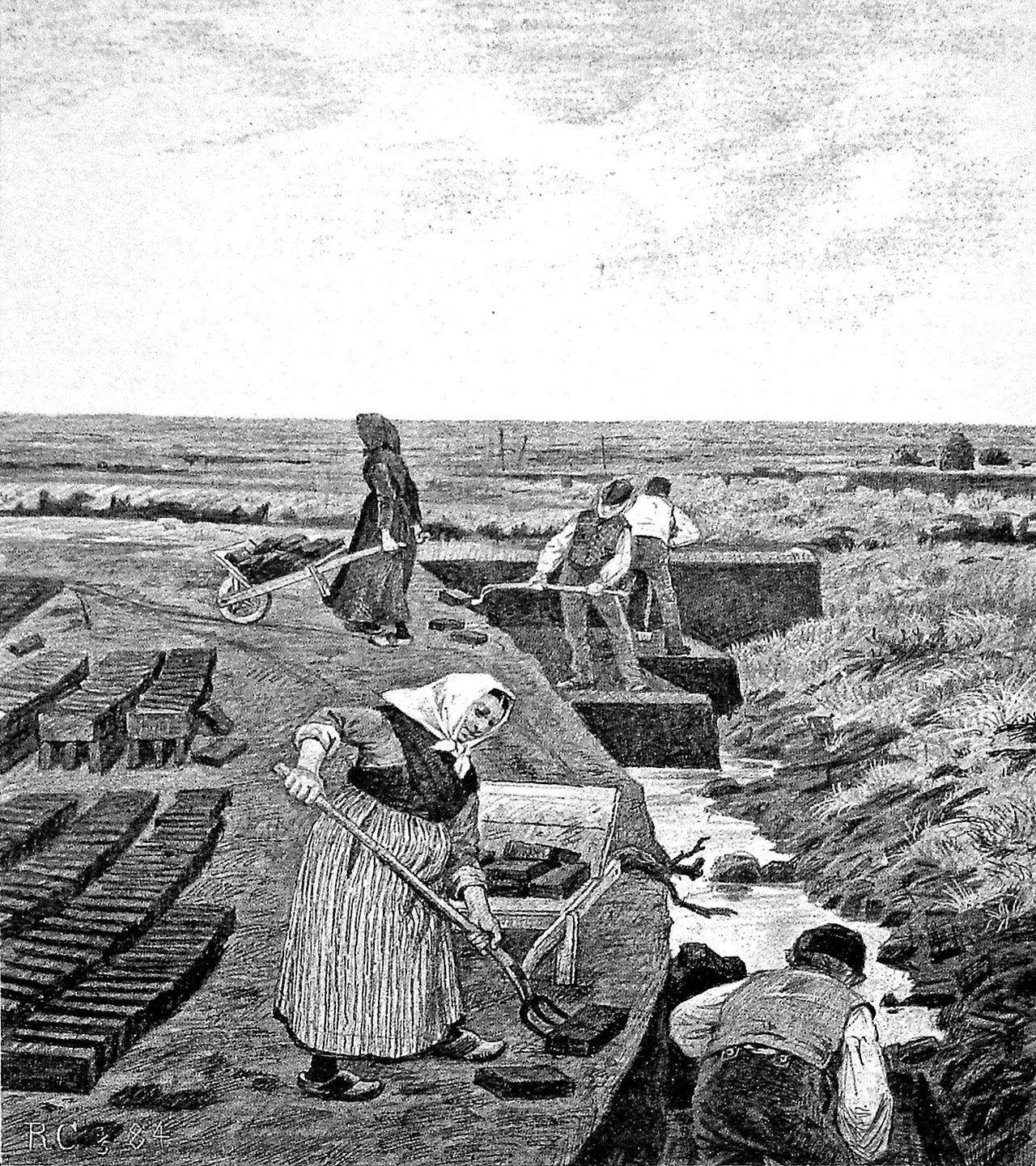 Peatcutting in Vildmosen, Jutland, Denmark